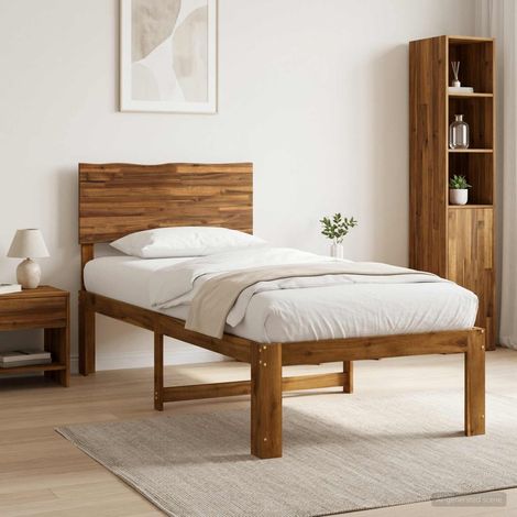 vidaXL Single Bed Frame with Headboard ROSTOCK Natural 90 x 190 cm (1/5)