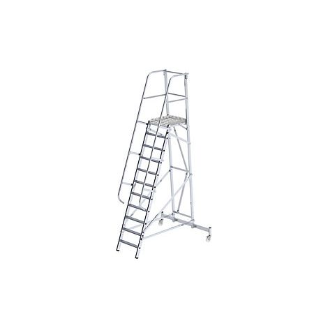 Escalera de plataforma de aluminio  rodante  11 peldaños