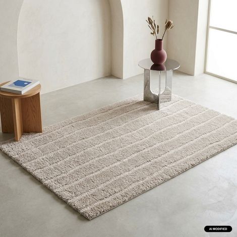 Tapis intérieur motif linéaire taupe - Uma 80 x 150 cm (1/5)