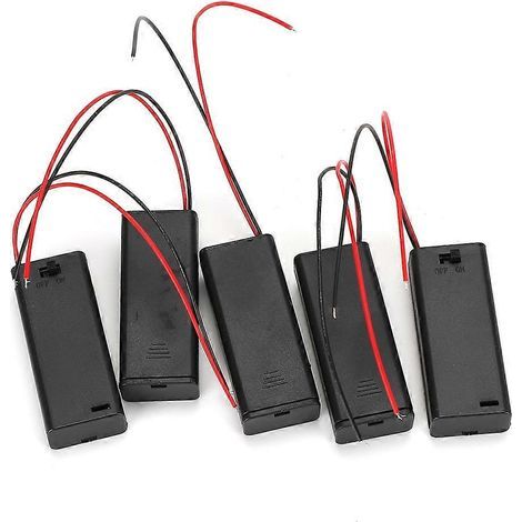 5 AAA-Batteriefächer für 2 AAA-Batterien mit Deckel, Ein-/Ausschalter und AAA2-Anschlusskabel (1/4)