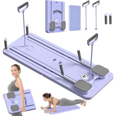 5 en 1 Planche Pilates,Ensemble Pilates Reformer, planche Pilates Reformer pliable multi-usages pour la maison, coulissante