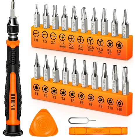 24Pcs Kit Tournevis de Précision, Outillage Set avec Torx T1 T2 T3 T5 T6 T8 T9 T15, Phillips Triwing Y00,PH000, Etoile P2/5, -1.0/2.0, etc, pour Switch,PS4, Xbox, Macbook, PC, Lunettes, Montre (1/5)