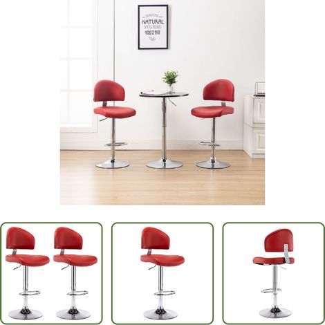Chaise de bar - Tabourets de bar lot de 2 rouge bordeaux similicuir (1/5)
