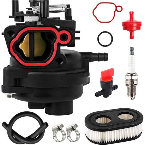 Kit carburateur 799584 compatible avec les tondeuses à gazon Briggs & Stratton 594058 , 594057 , 592361 et 594529 , 163 cc , pour Troy Bilt TB110 , TB200 , 103M02 , 09 , P702 , 550EX , 625EX , 675EX , (1/4)