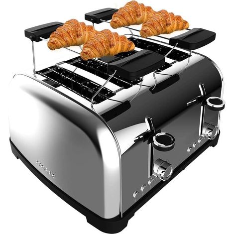 Grille-pain Inox 4 Fentes 1700W Support Baguette (1/2)