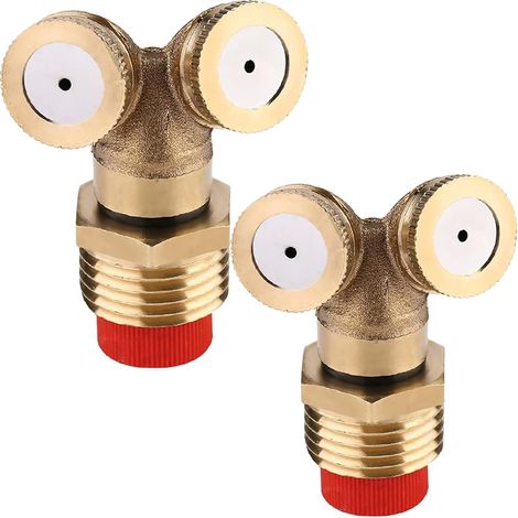 2 Pièces 2 Trous Buses de Brumisation en Laiton, G1/2 "(DN15) Buse de Pulvérisation de Brumisation, Tuyau d'eau Raccord pour Jardinage et Agriculture Arroseur d'irrigation (1/5)
