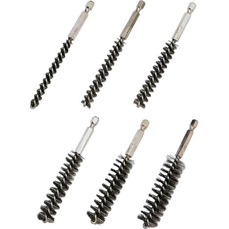 Lot de 6 brosses de nettoyage en acier inoxydable avec tête de 6,35 mm (8, 10, 12, 15, 17, 19 mm) (1/5)