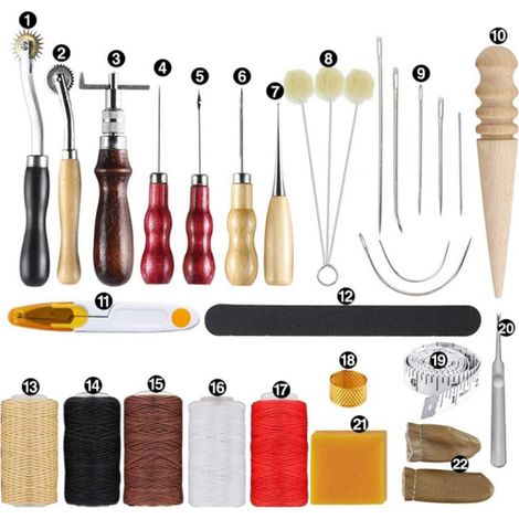 Vtizikl Ensemble d'outils en cuir 30 pièces pour chaussures en cuir, sacs, ceintures, couture en cuir