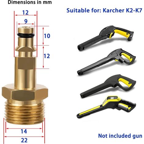 Adaptateur (rose) pour nettoyeur haute pression, raccord femelle M22 14 mm, compatible avec les pistolets de nettoyage Karcher, Lavor et Bosch (connexion rapide). (1/5)