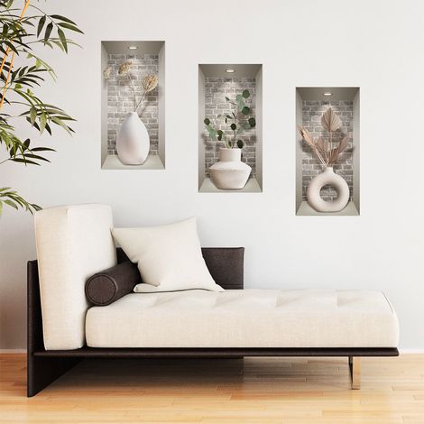 Sticker effet 3D vases et plantes design 80 x 120 cm (1/5)