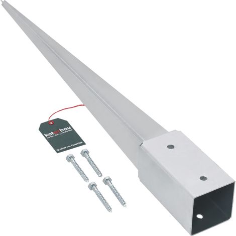 KOTARBAU® Support de Poteau Bois - Acier Galvanisé - 75 cm - Argent - 71 x 71 mm - Support Poteau à Enfoncer - pour Clôture et Pavillon - Résistant à la Corrosion (1/5)