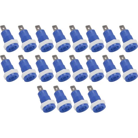 20 Connecteurs Femelle Banane 4mm en Laiton pour Applications Automobiles et Nautiques, Connexions Électriques Stables, Bleu (1/5)