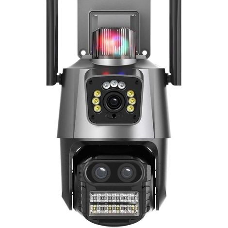 Caméra de sécurité à domicile Caméra IP HD 9MP, Protection de sécurité à trois objectifs, caméras de Surveillance , Zoom 8X, PTZ, vidéosurveillance sans fil, alarme lumineuse de Police(9MP Camera Add (1/5)