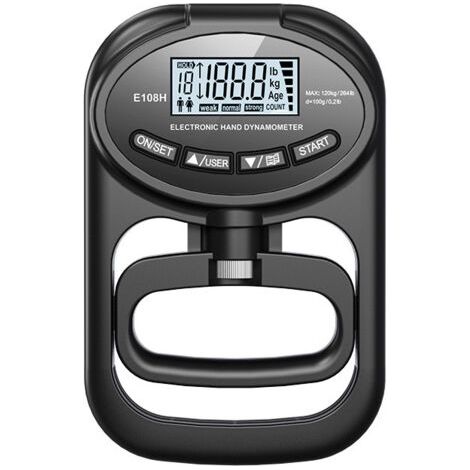 Jauge de force de la main numérique, dynamomètre à main noir, compteur de force de préhension électronique, appareil de mesure de la force de préhension, compteur de force d'entraînement de force de p (1/5)