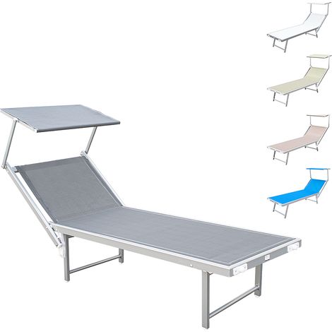 Lit de soleil LUXURIOUS avec parasol en aluminium, dossier inclinable 180x60x40  Couleur: Gris