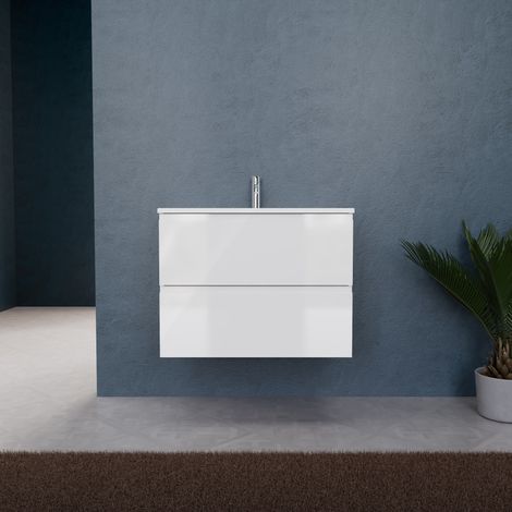 Inda - Mobile bagno L.80 con lavabo opaco / Bianco lucido 2