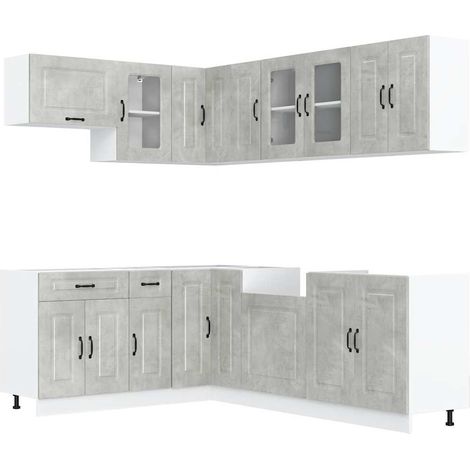 Maison Exclusive - Set Mobili da Cucina 11 pz Kalmar Grigio Cemento in Truciolato (1/5)