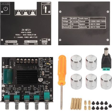ZK MT21 Module Amplificateur Audio Bluetooth 2.1 Canaux 12‑24V pour Enceintes 20‑100W 4‑8Ω (1/5)