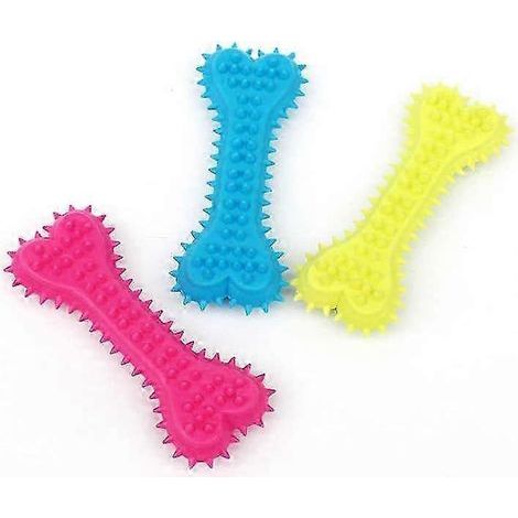 Lot de 3 jouets à mâcher pour chiens mâcheurs agressifs. design en forme d'os à pointes. matériau TPR durable. pour occuper les petits chiens. (1/5)