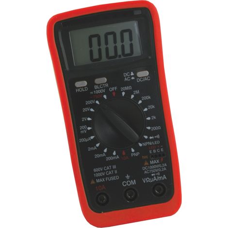 Tester Digitale Multimetro 3½ Digit con Autorange-Misura Tensione AC/DC fino a 1000V-Corrente AC/DC fino a 10A-Prova Diodo-Transistor-Data Hold Vemer VE772600 VE 502E