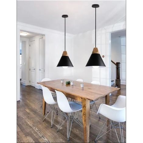 U-do Lot de 2 Lustre Vintage Ajustable,E27 Lampe Suspension Retro Industrielle Style Edison pour Salon Chambre (1/4)