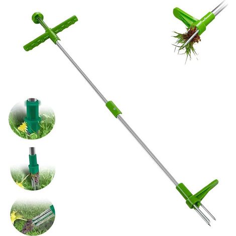 Extracteur de mauvaises herbes 100cm – Désherbeur debout avec 3 griffes amovibles – Pour jardin, pelouse et racines (1/5)