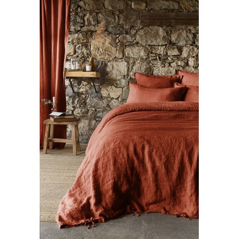 Housse de couette "Soline" toutes dimensions Lin lavé - Soline Paprika - Housse de couette 260 x 240 cm - Soline Paprika - (1/2)