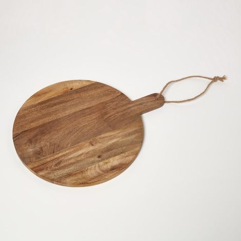 HOMESCAPES Round Mango Wood Chopping and Serving Board – 40 cm (1/5)