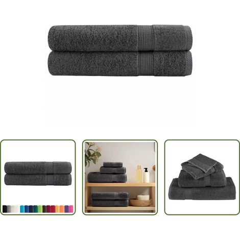 Baumwolle - Premium Handtücher SOLUND 2 Stk. Anthrazit 100x200 cm 600 g/m² (1/5)
