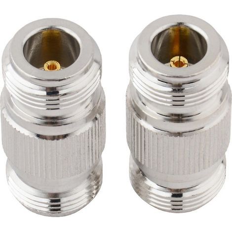 Adaptateur de connecteur coaxial RF : fiche N femelle vers prise N femelle. (1/4)