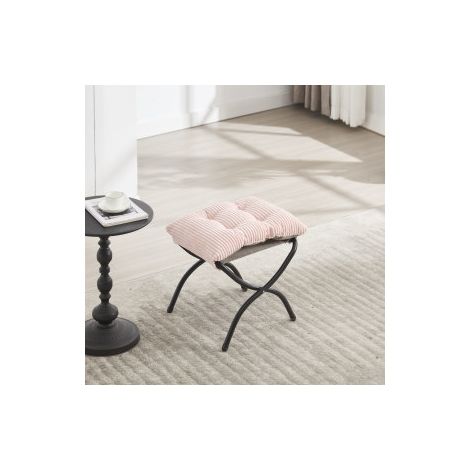 Fauteuil relax avec pouf, fauteuil lounge moderne à accoudoirs et poche latérale, fauteuil rembourré cosy avec repose-pieds pour petit espace, fauteuil d'angle rose. (1/5)