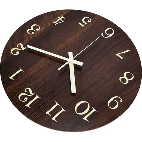 Holzwanduhr im Retro-Stil mit leisem Quarzwerk und 3D-Beleuchtung für Schlafzimmer, Büro und Küche (1/5)