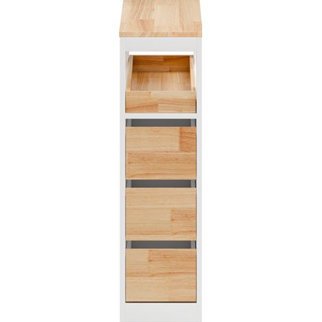 SoBuy Low Bathroom Cabinet With 4 Drawers White 23,2x65,3x82cm Functional BZR54-IV-WN (1/5)