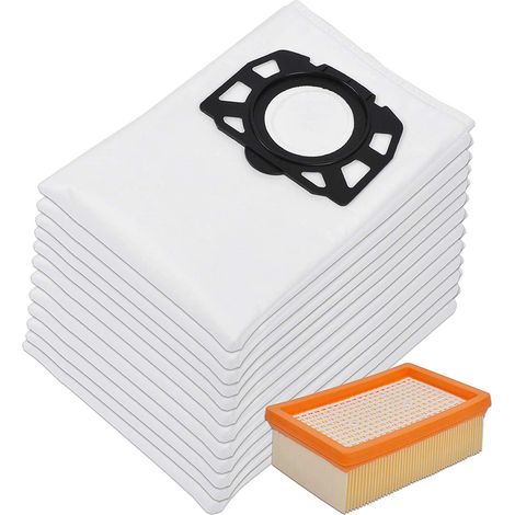 12 sacs pour aspirateur + 1 filtre plissé plat pour aspirateurs eau et poussière Karcher WD4, WD5 et WD6-AquaForge (1/5)