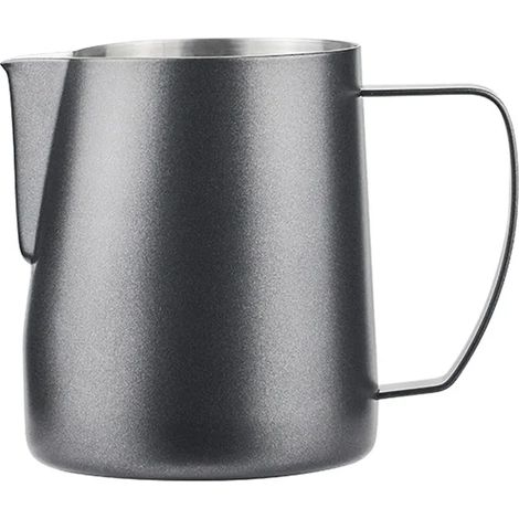 Pot à mousser le lait et le café en acier inoxydable 450 ml, poignée ergonomique, ouverture en V, accessoire compatible pour machines à expresso (1/5)