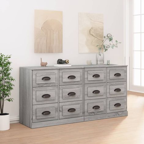 Sideboards 2 Stk. Grau Sonoma Holzwerkstoff