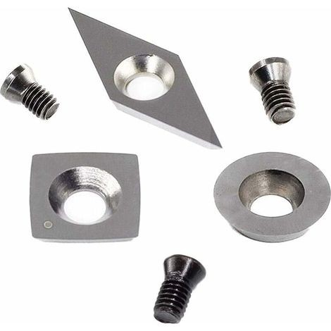 3-Piece Tungsten Carbide Cutting Inserts for Wood Lathe Turning Tools (Includes 11mm Square with Radius, 12mm Round, 28x10mm Diamond with Point) - LIAIKI