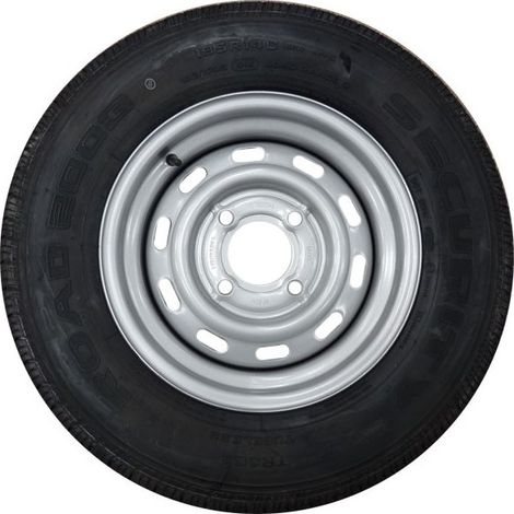 Maxter – Roue de remorque 185/80x14 – 4 trous – Entraxe 130 mm – Charge 900 kg – Vitesse 140 km/h – Déport 0 mm