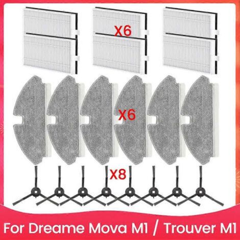 Kit de 20 balais-filtres avec brosses pour Dreame Mova M1 et Dreame Trouver M1 - Pièces de rechange pour un nettoyménager efficace (1/5)