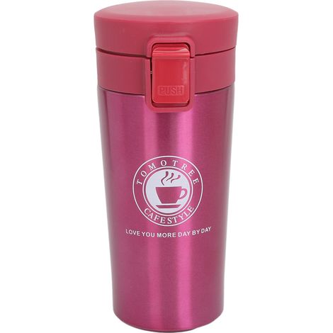 Roter Isolierbecher 380 ml – Doppelwandiger Edelstahl, Clipdeckel und Ausgießer, ideal für unterwegs, z. B. für Kaffee (1/5)