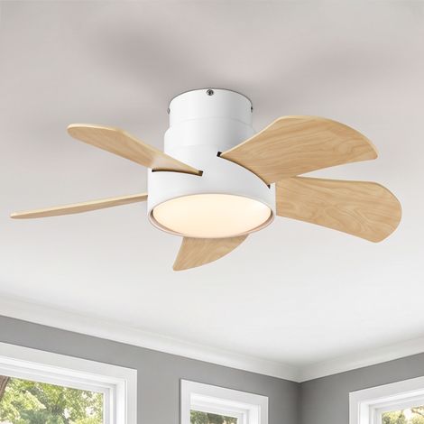 Parrot Uncle Flacher Deckenventilator mit Licht LED 76 cm, leiser DC-Motor, Fernbedienung, 6 Geschwindigkeiten, Sommer-Winter-Funktion, Weiß
