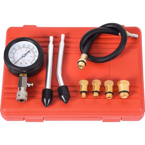 Kit testeur de compression pour moteur à essence, kit de mesure de la pression du cylindre avec jauge et adaptateurs, pour voitures, camions, motos, tondeuses à gazon pour motoneiges (1/5)