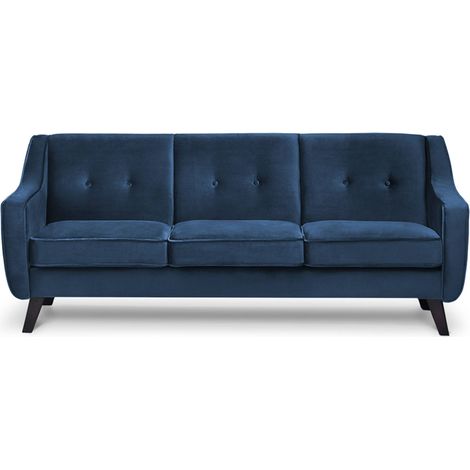 KONSIMO TERSO Sofa, 3 Sitzer im zeitlosen Design, Velours-Bezug, blau (1/3)