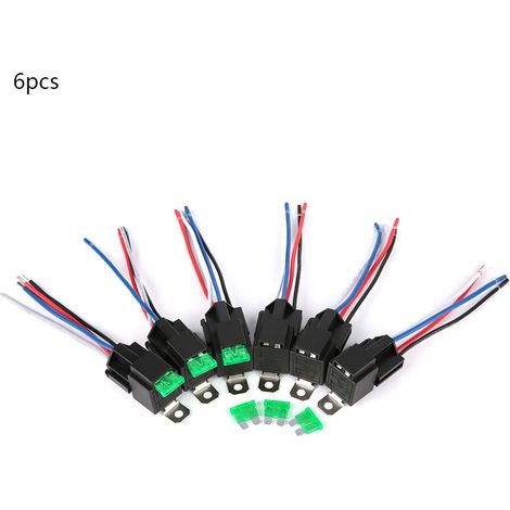 12V 30A Kfz-Sicherungsrelais-Schalterkabelbaum-Set, 6-teilig, SPST 4-polig 14 AWG, stromführende Drähte