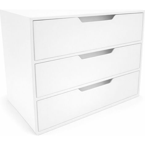 Organizer da scrivania bianco a 3 cassetti per ufficio o officina.