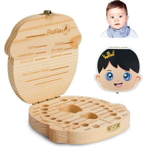 Boîte à dents de lait pour petites filles, boîte en bois pour ranger et conserver les dents de lait perdues, cadeau de naissance ou de baby shower (1/4)