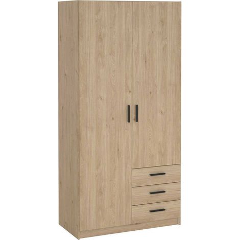 Dmora - Guardaroba 2 ante Sultani, Mobile camera da letto, Cabina armadio portabiti, Armadio appendiabiti, 99x50 h200 cm, Rovere