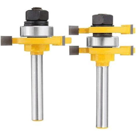 6,35 mm Schaft Nut- und Federfräser Set 3 Zähne T-Form Holzschneider Holzbearbeitungswerkzeug (1/5)