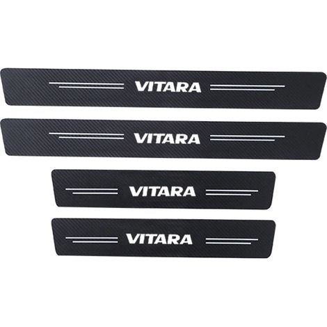 (4 pièces) Autocollants de seuil de porte et de coffre style Suzuki Vitara avec logo,en fibre de carbone,anti-rayures et imperméables Film protecteur (1/3)