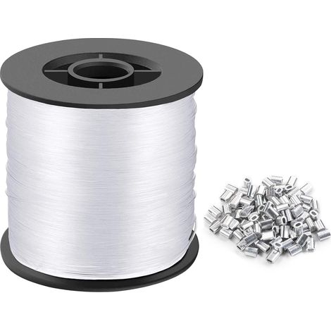 Fil nylon transparent résistant 200 m 0,8 mm 26 kg pêche bricolage tableau lumières pots décoration (1/5)